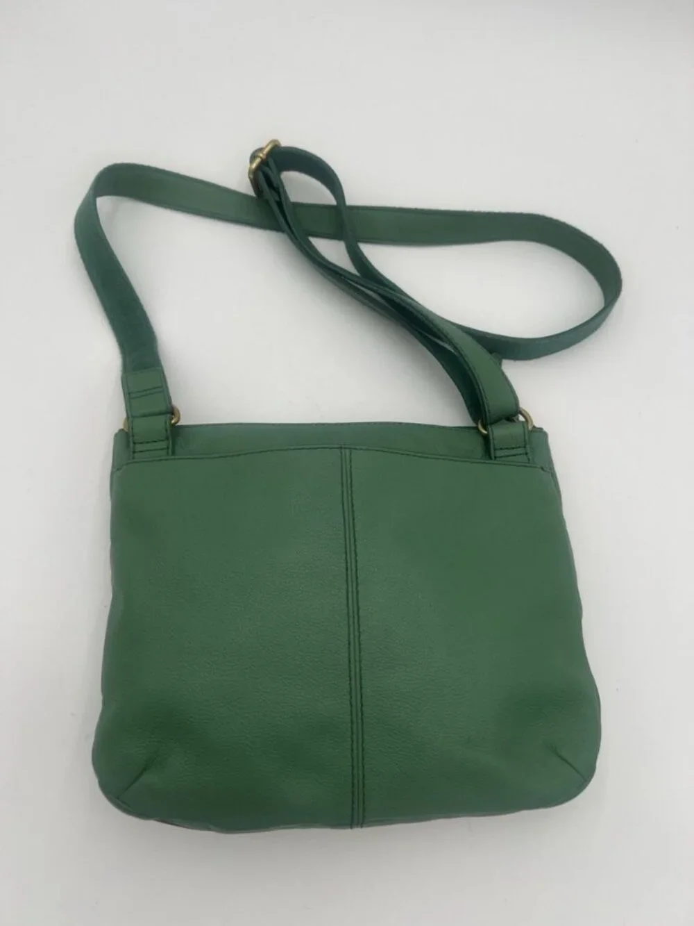 Fossil Green Pebbled Leather Crossbody Bag Adjustable Strap Soft Leather Purse - Picture 4 of 8